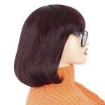 Cute Brown Wig with Glasses Velma Dinkley Cosplay Costume Synthetic Short Bob Wavy Hair for Halloween 3 - Velma Costume