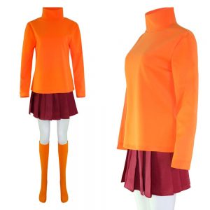 New Scooby Doo Velma Cosplay Costume Movie Character Uniform Halloween Costume for Women Girls 2 - Velma Costume