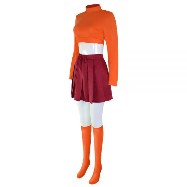 New Scooby Doo Velma Cosplay Costume Movie Character Uniform Halloween Costume for Women Girls 4 - Velma Costume